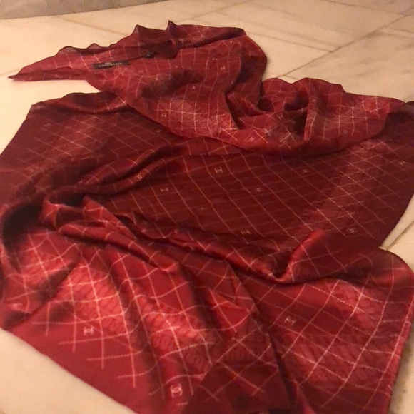 CHANEL Accessories - CHANEL red silky scarf!